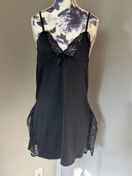 Other - Black Lace Trim Chemise Slip with Adjustable Straps And Bow